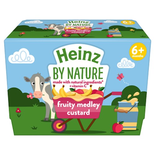 Heinz By Nature Fruity Medley Custard Baby Food Dessert Pots 6+ Months