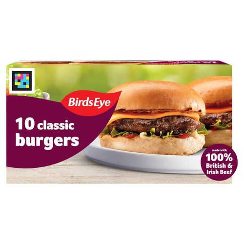 Birds Eye Classic 10 Beef Burgers with Onion 567g