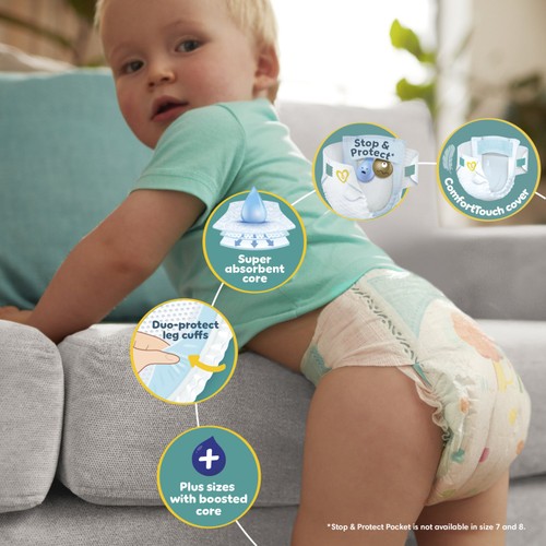Pampers Baby-Dry Size 4+, 76 Nappies, 10kg-15kg, Jumbo+ Pack thumbnail 5