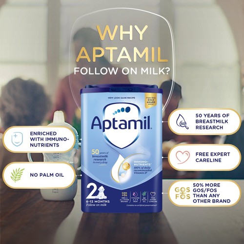 Aptamil 2 Follow On Baby Milk Formula Powder 6-12 Months thumbnail 3