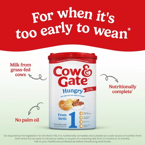 Cow & Gate Hungry First Infant Baby Milk Formula Powder From Birth thumbnail 3