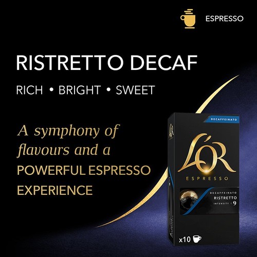 L'OR Espresso Ristretto Decaf Coffee Pods x10 Intensity 9 thumbnail 3
