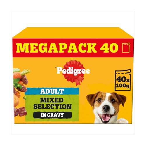 Pedigree Adult Wet Dog Food Pouches Mixed Selection in Gravy Mega Pack