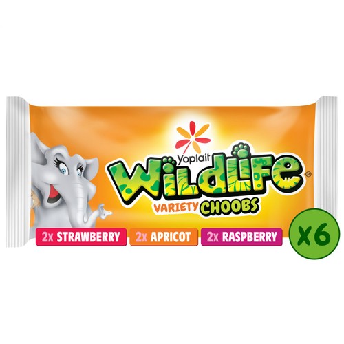 Wildlife Choobs Kids Strawberry, Raspberry & Apricot Yoghurt Tubes 6x37g