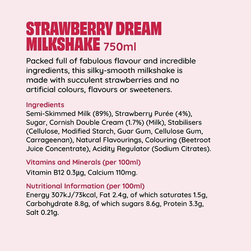 Shaken Udder Strawberry Dream Milkshake 750ml thumbnail 4