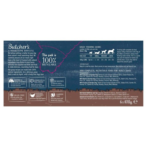 Butcher's Grain Free Variety Pack Dog Food Tins In Gravy thumbnail 2