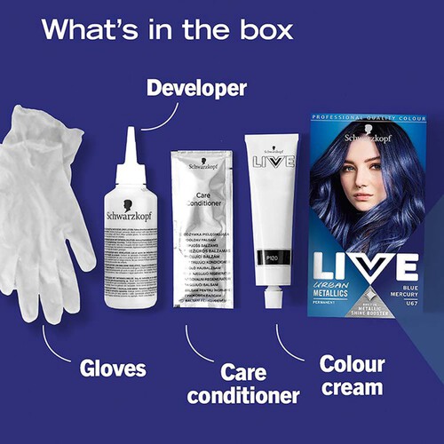 Schwarzkopf LIVE Urban Metallics Permanent Blue Hair Dye U67 Blue Mercury thumbnail 3