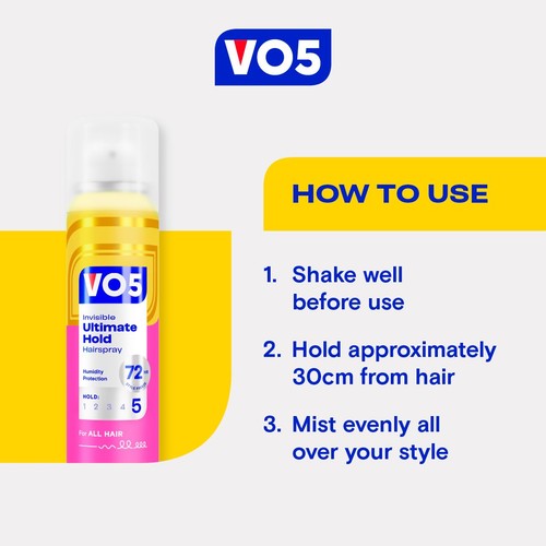 VO5 Invisible Ultimate Hold Hairspray 400ml thumbnail 4