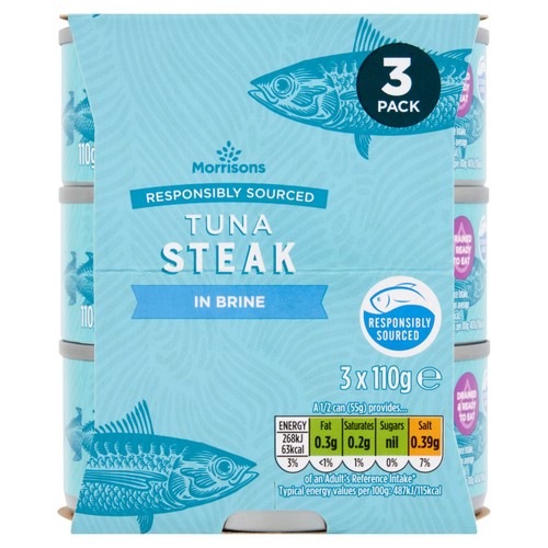 Morrisons No Drain Tuna Steak In A Little Brine (3x110g)
