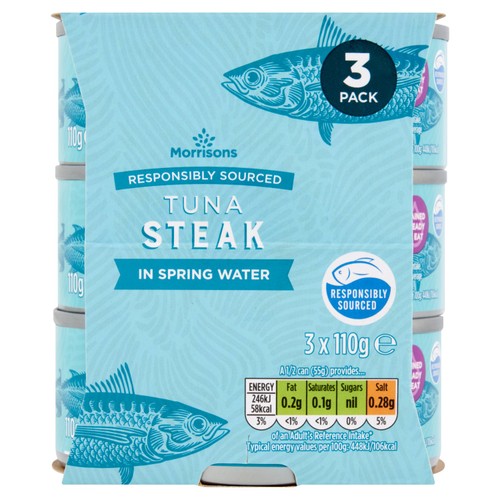 Morrisons No Drain Tuna Steak In A Little Spring Water (3x110g)
