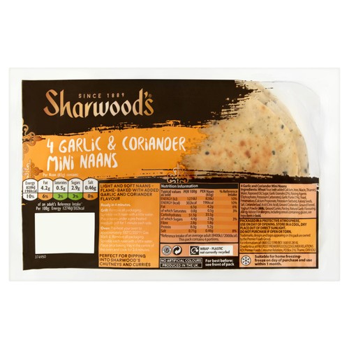 Sharwood's 4 Garlic & Coriander Mini Naans thumbnail 2