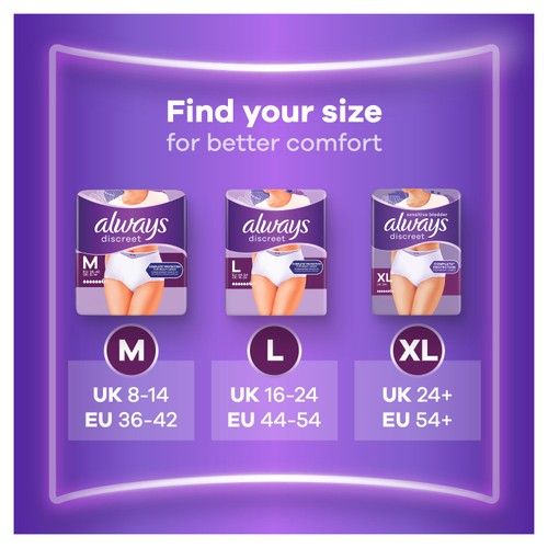 Always Discreet Underwear Incontinence Pants Plus XL 7 pack thumbnail 6