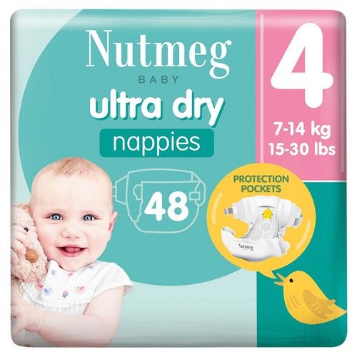 Nutmeg Ultra Dry Nappies Size 4 x 48 Pack