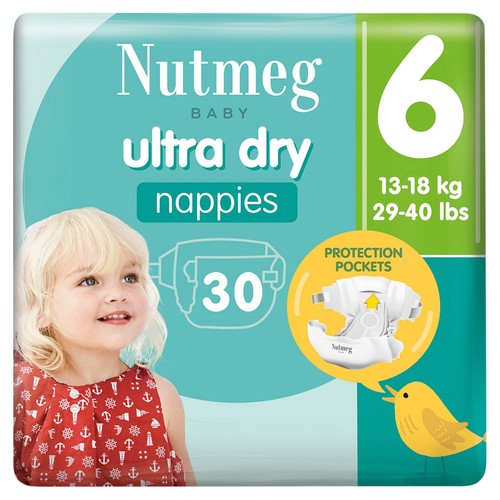 Nutmeg Ultra Dry Nappies Size 6 x 30 Pack
