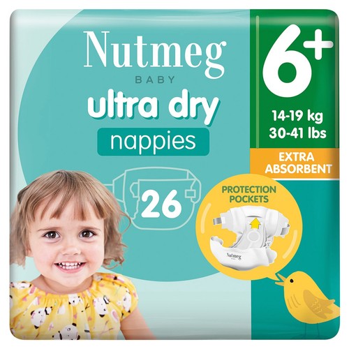 Nutmeg Ultra Dry Nappies Size 6+ x 26 Pack