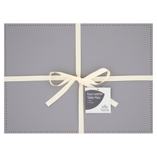 Morrisons 2 - Tone Grey Faux Leather Placemats