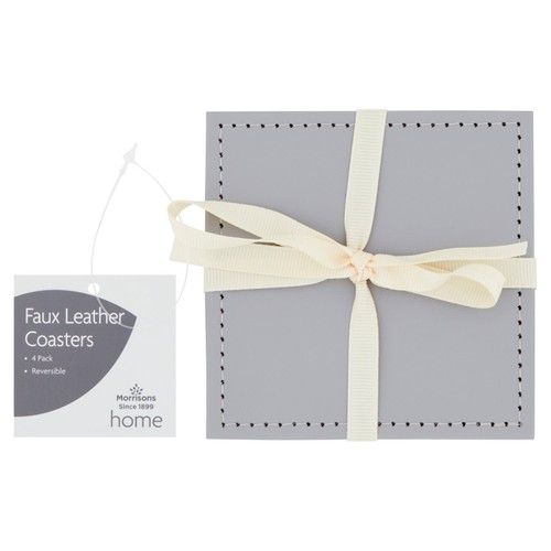 Morrisons Grey Faux Leather Coasters