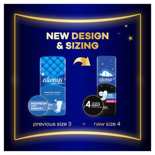 Always Maxi Profresh Night Sanitary Towels (Size 4) 10 Pads thumbnail 5