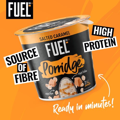 FUEL10K High Protein Salted Caramel Porridge Oat Cereal Pot 70g thumbnail 3