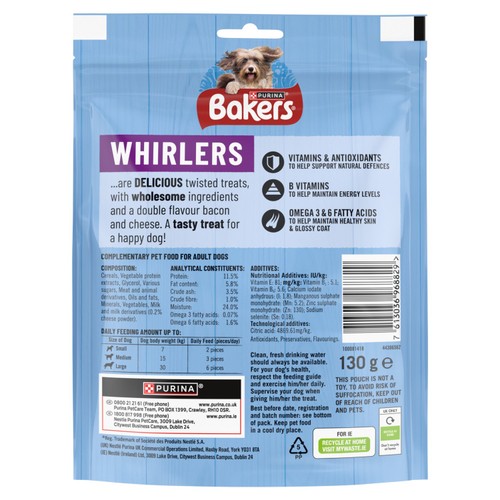 Bakers Whirlers Dog Treat Bacon & Cheese thumbnail 2