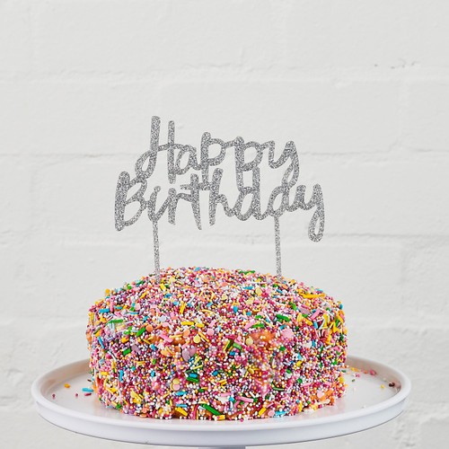 Club Green Silver Happy Birthday Cake Topper