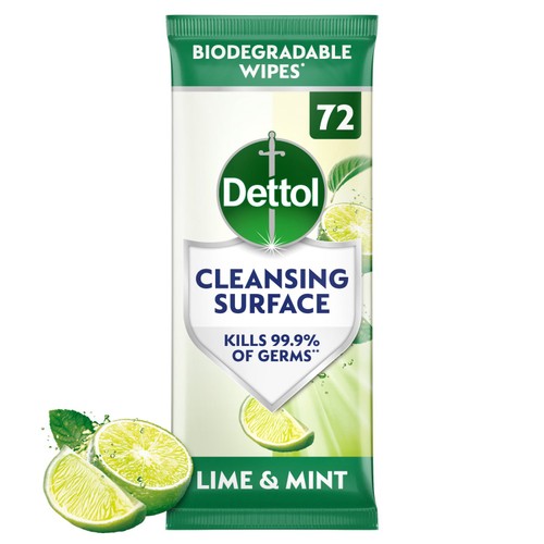 Dettol Antibacterial Biodegradable Cleansing Surface Wipes Lime & Mint