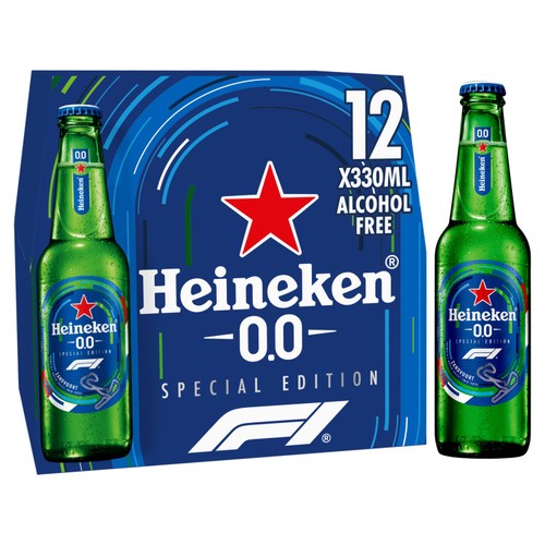 Heineken 0.0 Alcohol Free Premium Lager Beer 0% ABV Bottles 12x330ml