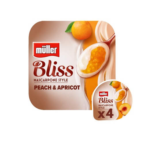 Muller Bliss Creamy Mascarpone, Peach & Apricot Yogurt