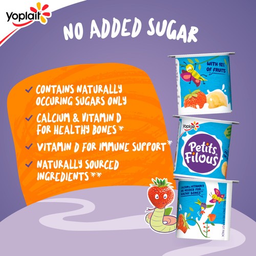 Petits Filous Kids No Added Sugar Strawberry & Banana Yoghurt Pots 6 x 47g thumbnail 4