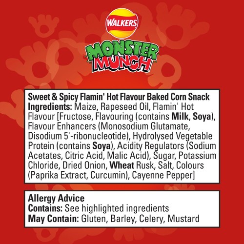 Walkers Monster Munch Sweet & Spicy Snacks Crisps  thumbnail 3