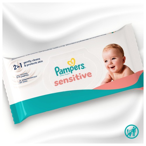 Pampers Sensitive 2 In 1 Baby Wipes 12 x 52 Pack thumbnail 3