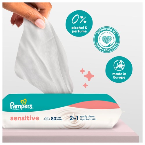 Pampers Sensitive 2 In 1 Baby Wipes 12 x 52 Pack thumbnail 4