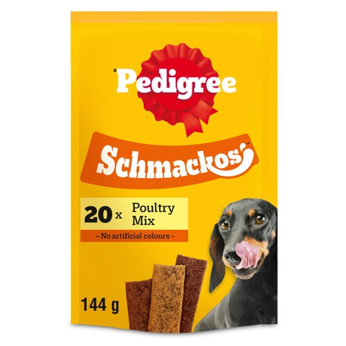 Pedigree Schmackos Adult Dog Treats Poultry Mix 20 Strips 