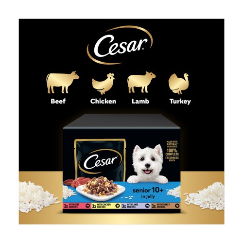 Cesar Senior Wet Dog Food Pouches Mixed Selection in Jelly thumbnail 5