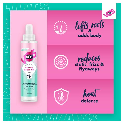 Vo5 Volume Blow Dry Hair Spray 200ml thumbnail 2