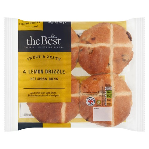 Morrisons The Best Lemon Drizzle Hot Cross Buns 4 Pack