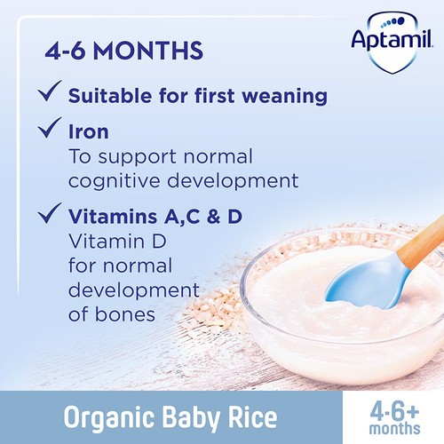 Aptamil Organic Baby Rice Cereal 4-6+ Months   100g thumbnail 2