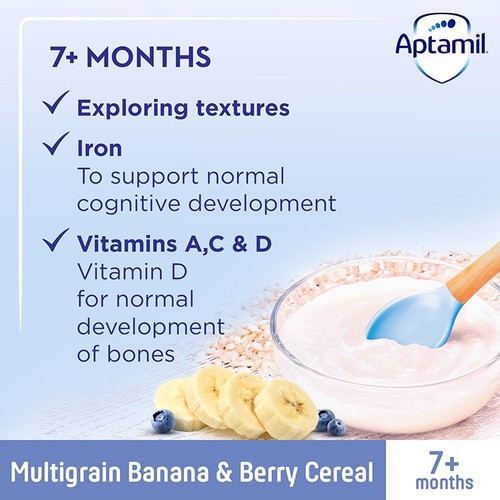 Aptamil Multigrain Banana & Berry Porridge Baby Cereal 7+ Months   200g thumbnail 2