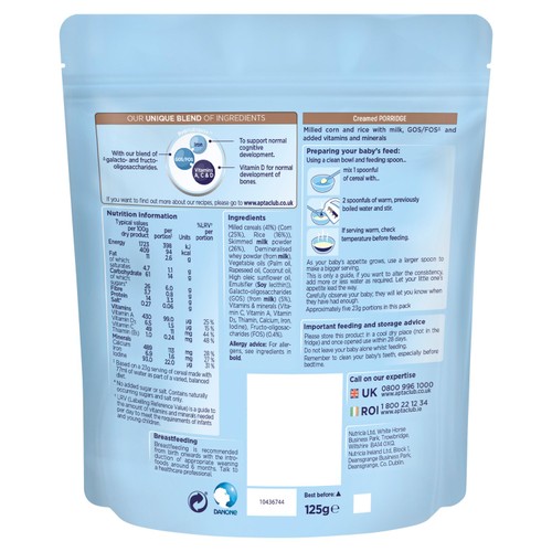 Aptamil Creamed Porridge Baby Cereal 4-6+ Months   125g thumbnail 2