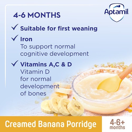 Aptamil Creamed Banana Porridge Baby Cereal 4-6+ Months thumbnail 2