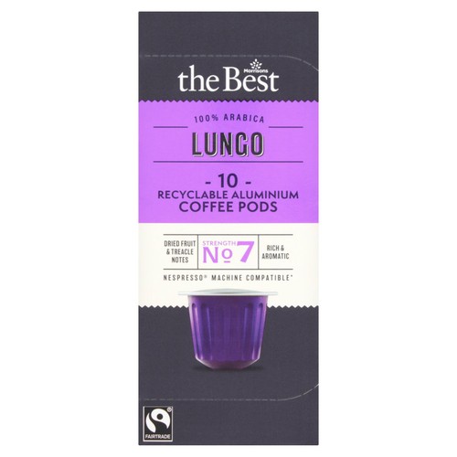 Morrisons The Best Fairtrade 10 Lungo Coffee Pods 54g