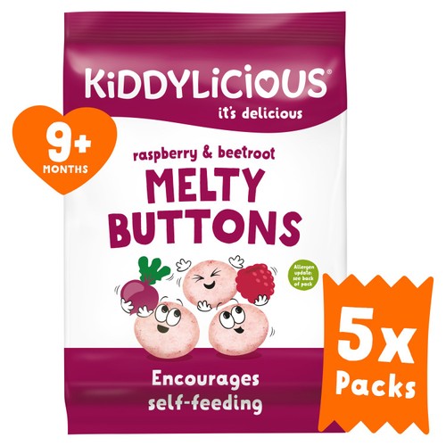 Kiddylicious Raspbery & Beetroot Melty Buttons Baby Snacks