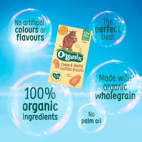 Organix Cocoa & Vanilla Gruffalo Biscuits 12+ Months thumbnail 2