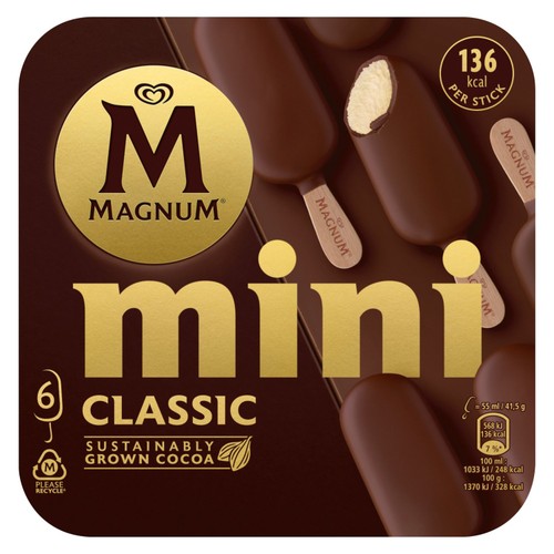 Magnum Mini Classic Ice Cream Sticks 6 x 55ml thumbnail 2