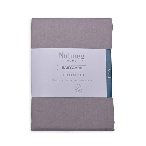 Nutmeg Home Easy Care Cotton Grey King Fitted Sheet