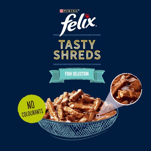 Felix Tasty Shreds Fish Selection in Gravy Wet Cat Food thumbnail 2
