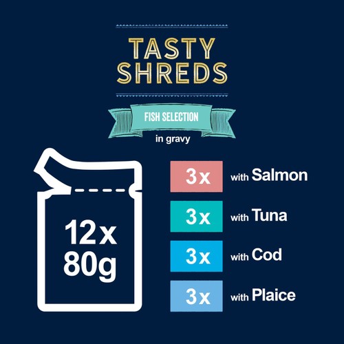 Felix Tasty Shreds Fish Selection in Gravy Wet Cat Food thumbnail 3