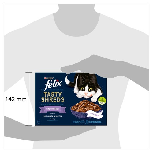 Felix Tasty Shreds Mixed Selection in Gravy Wet Cat Food thumbnail 3