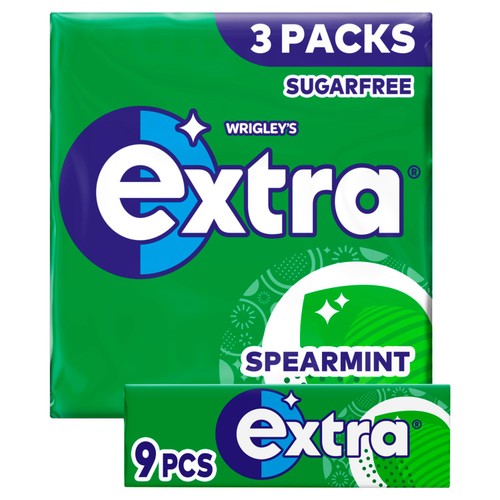 Extra Spearmint Sugarfree Chewing Gum Multipack 3x9 Pieces