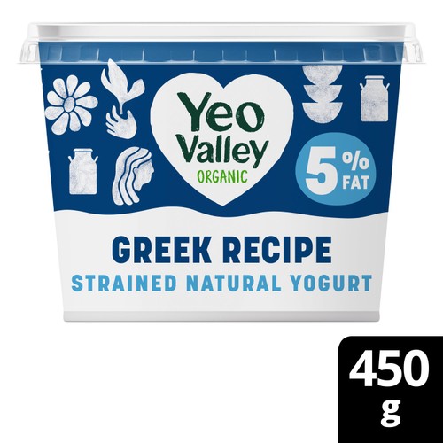 Yeo Valley Organic Greek Recipe Strained Natural Yoghurt 5% Fat 450g